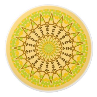Lemon and Lime Citrus Colors Mandala Ceramic Knob