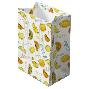 Lemon and Lime Fruit Pattern Medium Gift Bag