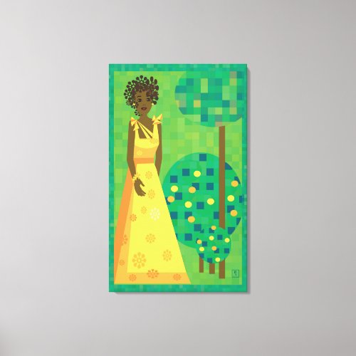 Lemon and lime _ girl in a garden canvas print