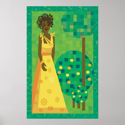Lemon and lime _ girl in a garden poster