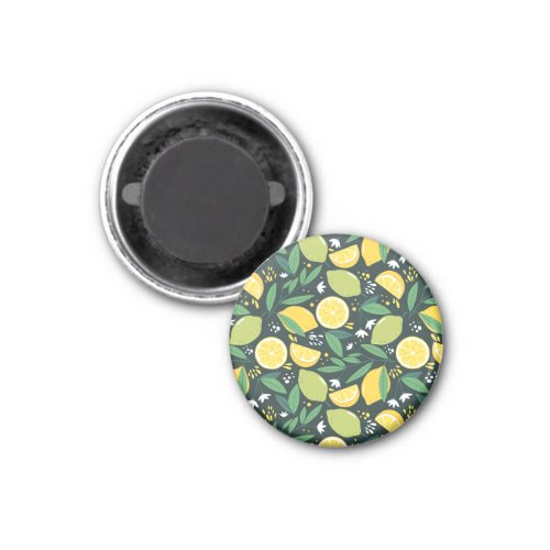 Lemon and Lime Green and Yellow Fruit Pattern Magnet