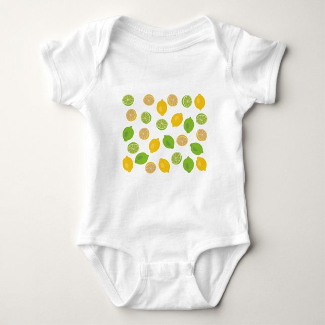 Lemon and Lime Pattern Baby Bodysuit (Front)