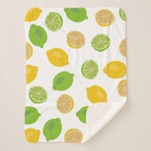 Lemon and Lime Pattern Kids Sherpa Blanket