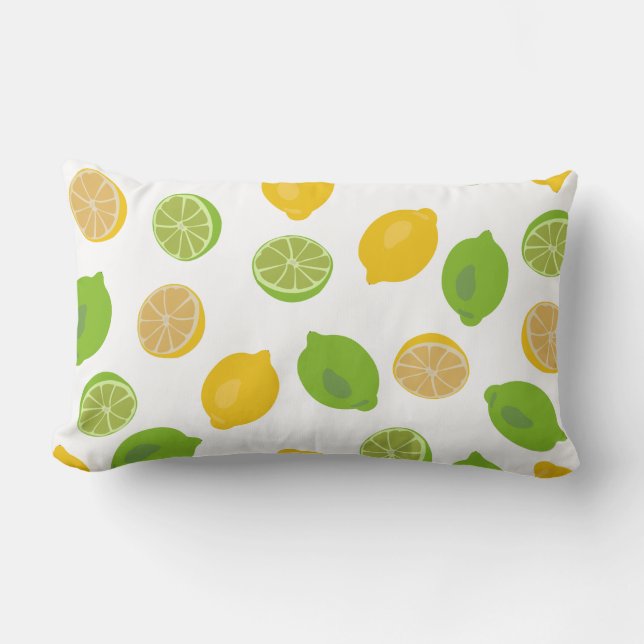 Lemon and Lime Pattern Lumbar Pillow (Front)
