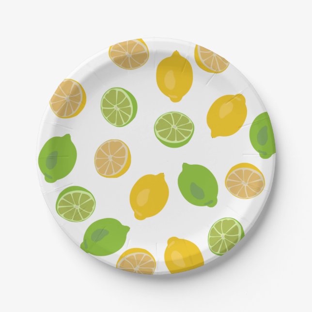 Lemon and Lime Pattern Paper Plates (Front)