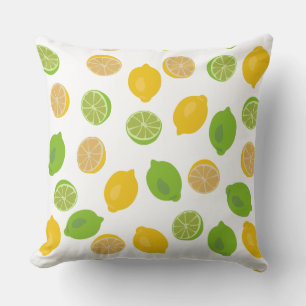 Lemon and Lime Pattern Throw Pillow