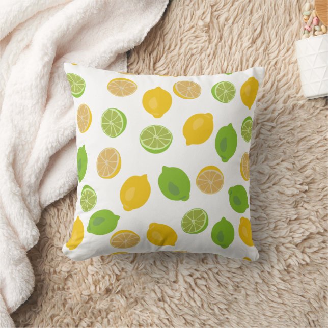 Lemon and Lime Pattern Throw Pillow (Blanket)