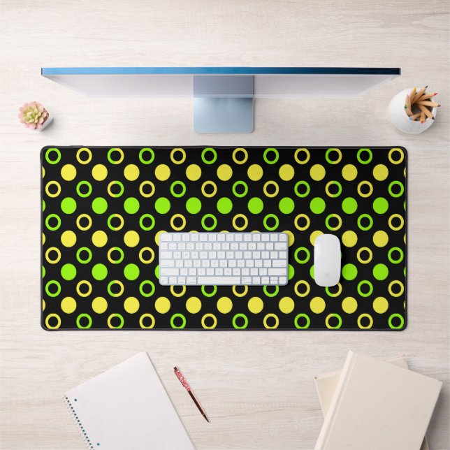 Lemon and Lime Rings and Polka Dots by STaylor Desk Mat (Office 1)