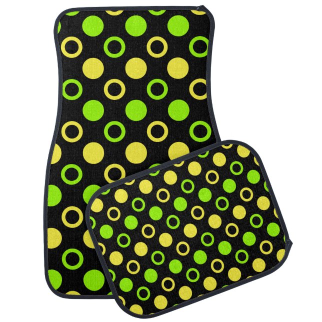 Lemon And Lime Rings And Polka Dots STaylor Car Floor Mat (Set)