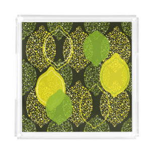 Lemon and lime seamless pattern. acrylic tray