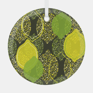 Lemon and lime seamless pattern. glass ornament