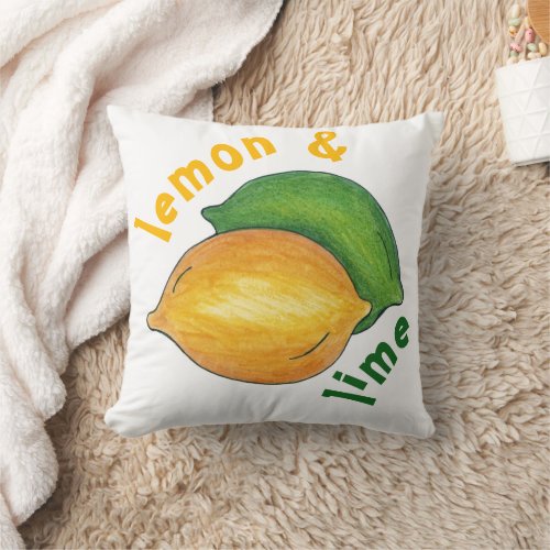 Lemon and Lime Tart Sour Citrus Fruit Foodie Throw Pillow