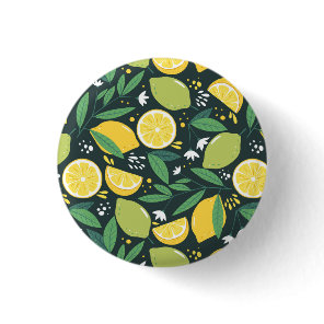 Lemon and Limes Fruit Pattern in Green and Yellow Button