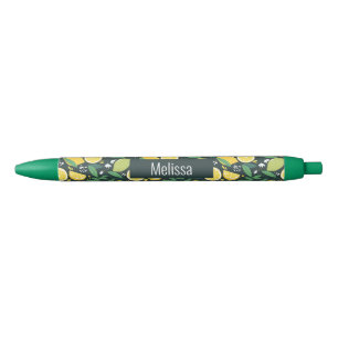 Lemon and Limes Fruit Pattern in Green and Yellow  Pen
