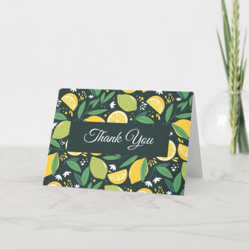 Lemon and Limes Fruit Pattern Thank You Card