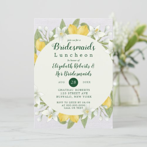 Lemon and Linen Watercolor Bridesmaids Luncheon