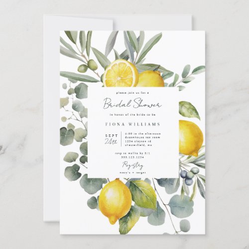 Lemon and Olive Bridal Shower Invitation