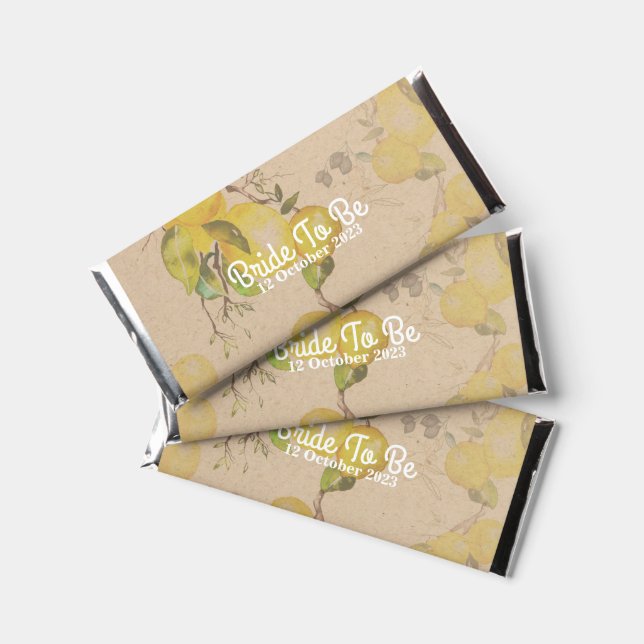 Lemon and Olive Chocolate Slab Bride To Be Hershey Bar Favors (Front)