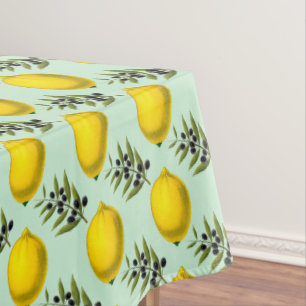 Lemon and Olives Rustic Modern Vintage Pattern Tablecloth