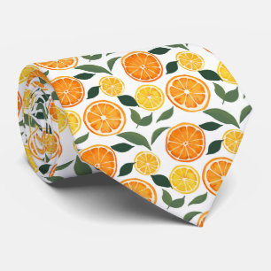 Lemon and Orange Citrus Pattern Neck Tie