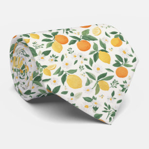 Lemon And Orange Citrus Pattern Neck Tie