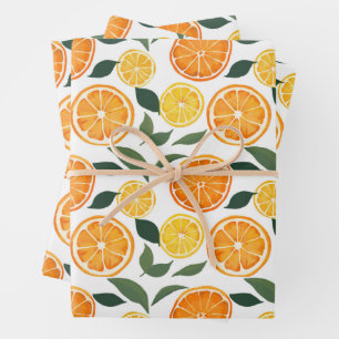 Lemon and Orange Citrus Pattern  Wrapping Paper Sheets