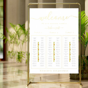 Lemon and Orange Citrus Wedding Seating Chart Gold