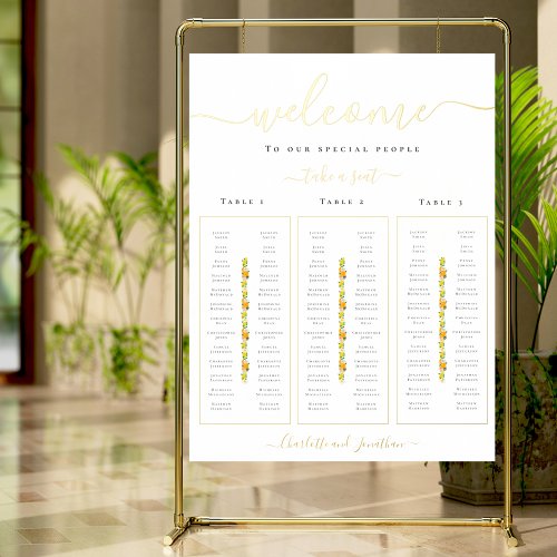 Lemon and Orange Citrus Wedding Seating Chart Gold