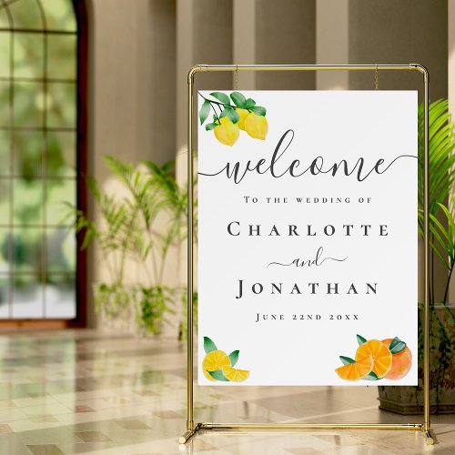 Lemon and Orange Citrus Wedding Welcome Foam Board