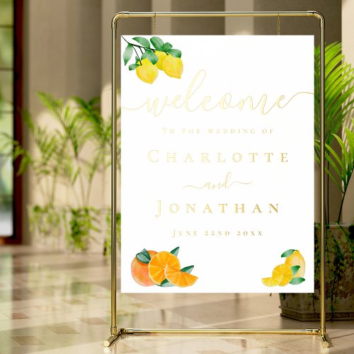 Lemon and Orange Citrus Wedding Welcome Gold Foil Prints