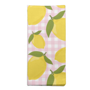 Lemon and Pink Gingham Cloth Napkin