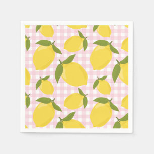 Lemon and Pink Gingham Napkins