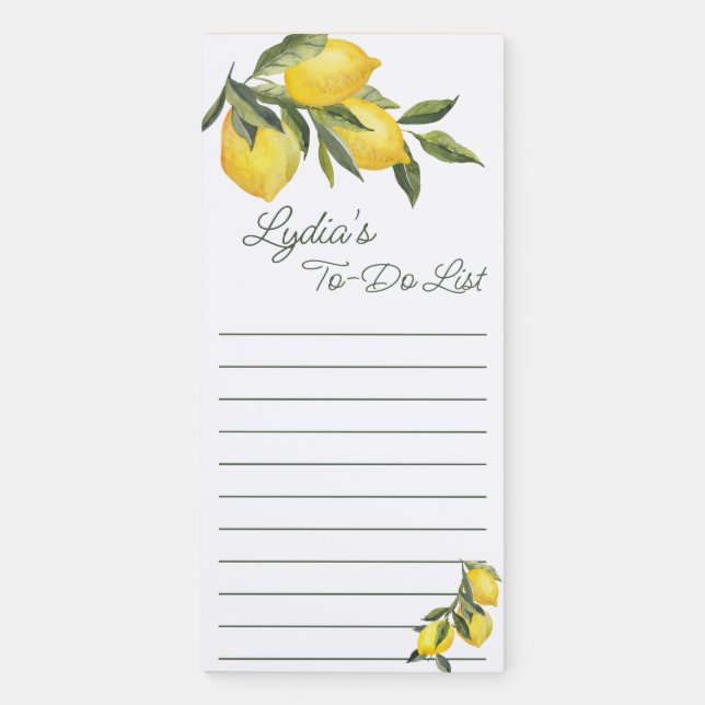 Lemon and Sage Garden Magnetic Notepad (Front)