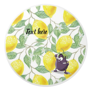 Lemon and the Eggplant Ceramic Pull