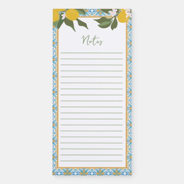 Lemon and Tiles | Kitchen Decor  Magnetic Notepad (Front)