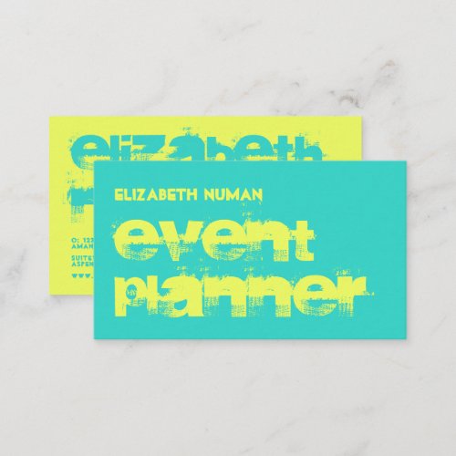 Lemon and Turquoise Grunge Typography Business Card