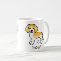 Lemon And White Beagle Cartoon Dog & Custom Text Coffee Mug