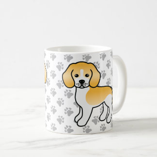 Lemon And White Beagle Cartoon Dog &amp; Paws Coffee Mug