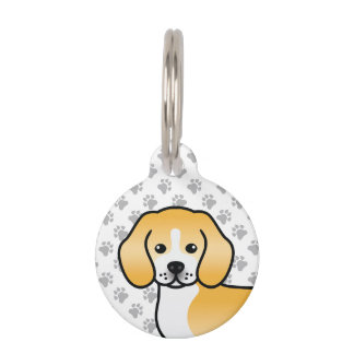 Lemon And White Beagle Cartoon Dog &amp; Pet's Info Pet ID Tag
