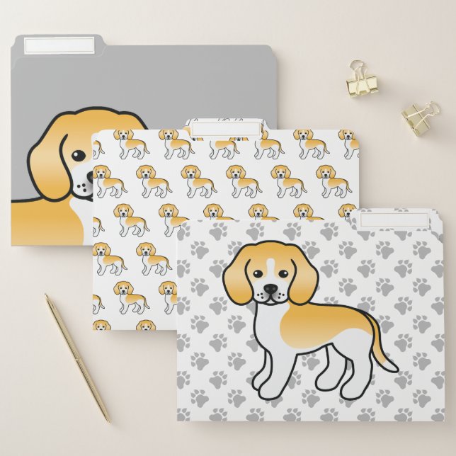 Lemon And White Beagle Cute Cartoon Dog File Folder (Set)