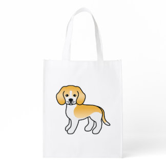 Lemon And White Beagle Cute Cartoon Dog Grocery Bag