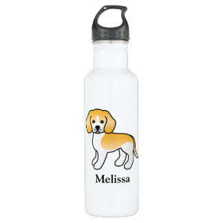 Lemon And White Beagle Cute Cartoon Dog &amp; Name Stainless Steel Water Bottle