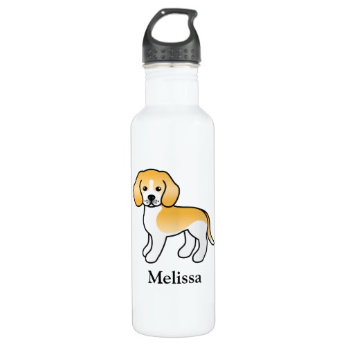 Lemon And White Beagle Cute Cartoon Dog  Name Stainless Steel Water Bottle