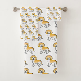 Lemon And White Beagle Cute Cartoon Dog Pattern Bath Towel Set