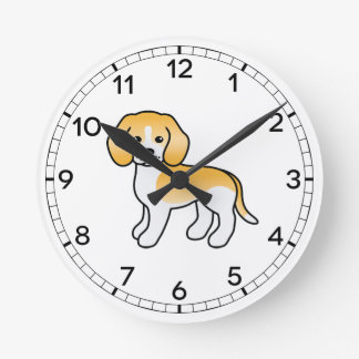 Lemon And White Beagle Cute Cartoon Dog Round Clock
