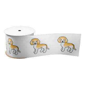 Lemon And White Beagle Cute Cartoon Dog Satin Ribbon