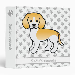 Lemon And White Beagle Cute Cartoon Dog & Text 3 Ring Binder
