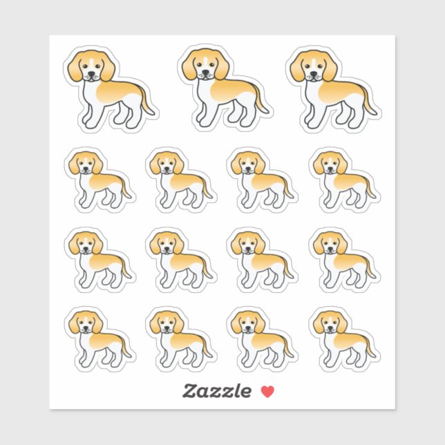Lemon And White Beagle Cute Cartoon Dogs Sticker (Sheet)