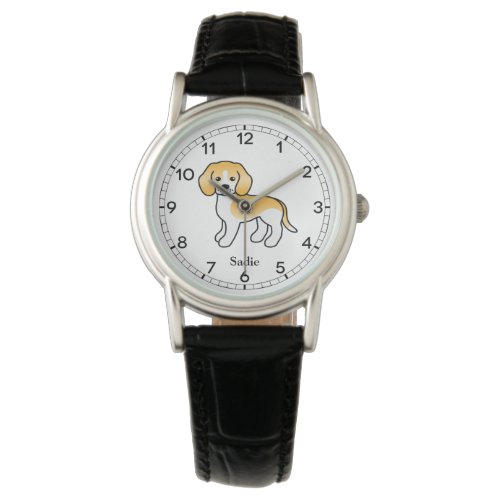 Lemon And White Beagle Cute Dog  Custom Name Watch