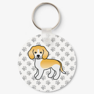Lemon And White Beagle Cute Dog &amp; Paws Keychain